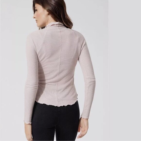 Free People Make It Easy Thermal Top Shirt Long Sleeve Light Pink Size S Small - Picture 4 of 12